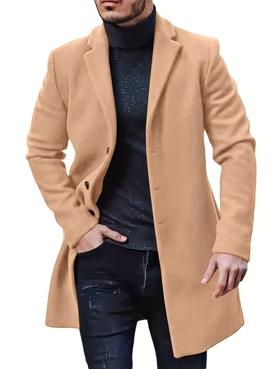 Casual langer Wintermantel mit einreihigem Design für Herren | Ideal für den Winter