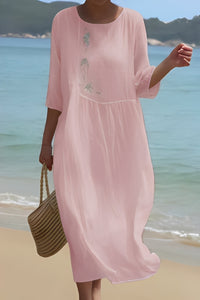 Brianna | Damen Maxikleid Locker Fließend Komfort Casual Sommer in Rosa