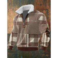 Ibrahima – Fleece Rollkragen Pullover Mit Reißverschluss in Braun-Weiß