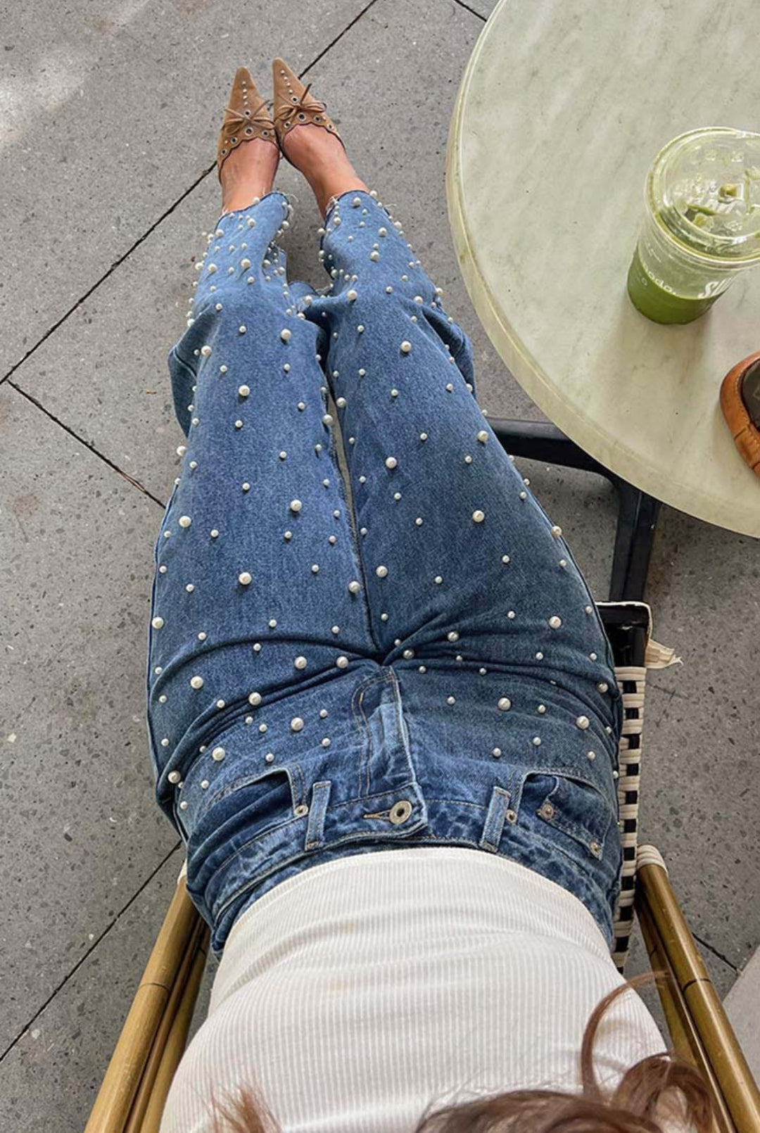 Beate® | Damen-Cargo-Jeans mit hoher Taille und Perlen