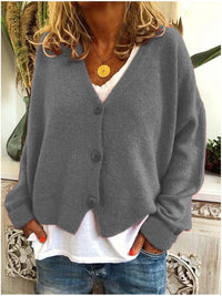 Strickjacke für Damen, Dicker Strick und lässiger Schnitt - Elvarine in Grau