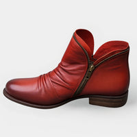 Karin - Damen Bequeme Orthopädische Stiefel mit Fußbett in Rot