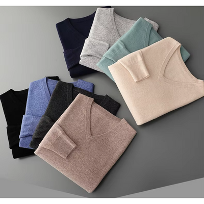 Fudus | Kaschmir Pullover Herren, V-ausschnitt, Weiches Kaschmir Strickmaterial