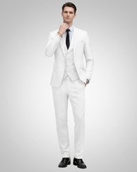 Simon | Herren Slim Fit Dreiteiliger Hochzeitsanzug in Weiß