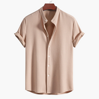 Mirek | Herren Struktur Kurzarmhemd in Beige