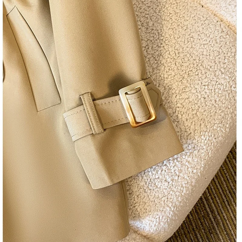 Fudus | Kurzer Trenchcoat Damen Mit Taillenkordel Und Manschetten Mit Gürtel