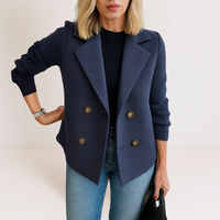 Martine™ | Elegante Jacke mit Strickärmeln in Blau
