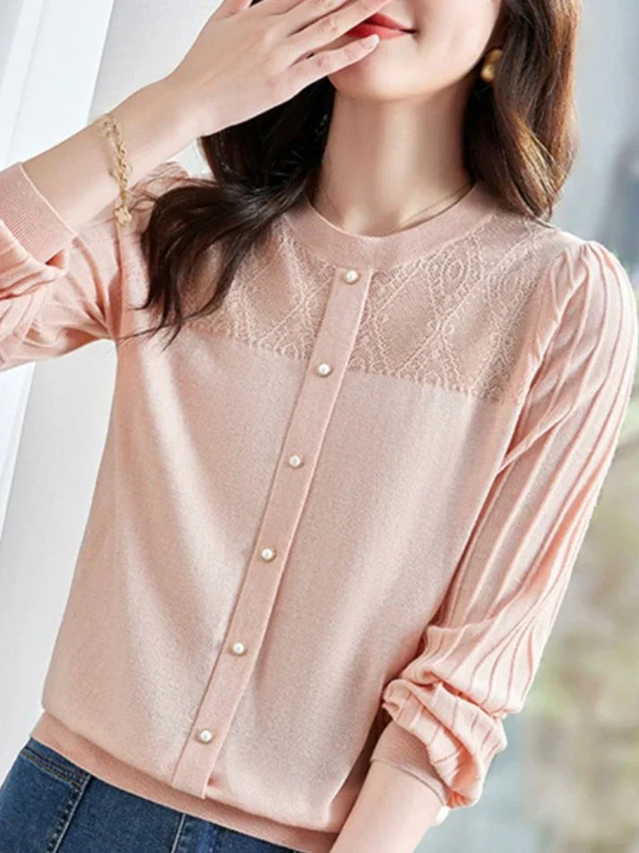 Bryiah® | Langärmlige Bluse mit Rundhalsausschnitt