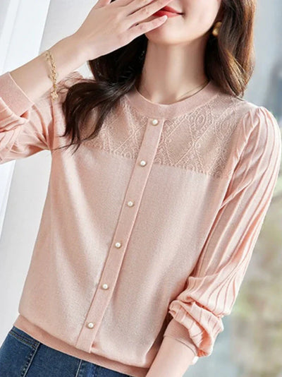 Bryiah® | Langärmlige Bluse mit Rundhalsausschnitt