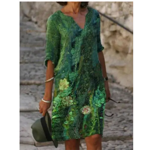 Frühlingszauber | Mini Kleid mit Blumendesign und V-Ausschnitt für Damen