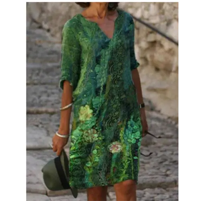 Frühlingszauber | Mini Kleid mit Blumendesign und V-Ausschnitt für Damen