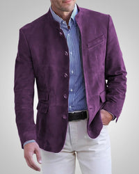 Andreas | Herren Klassische Wildleder-Blazerjacke in Lila