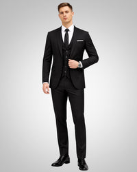 Simon | Herren Slim Fit Dreiteiliger Hochzeitsanzug in Schwarz