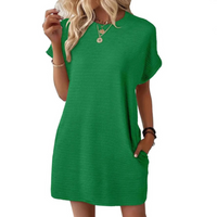 Clariss | Damen T-Shirt Kleid Kurzarm Rundhals Mini Sommer in Grün