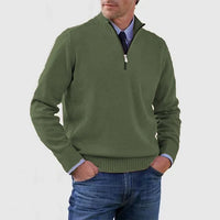 Ben | Modischer Warmer Pullover Mit Halbem Reißverschluss in Dunkelgrün