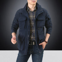 Herren Utility-Fieldjacke mit Klapp- und Reißverschlusstaschen in Dunkelblau