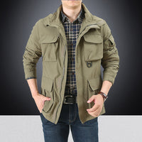 Herren Utility-Fieldjacke mit Klapp- und Reißverschlusstaschen in Khaki