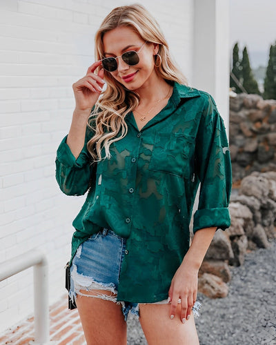 Aulikki® | Durchsichtige Bluse mit Knopfleiste aus Spitze