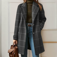 Judith™ | Elegante warme lange Jacke in Schwarz-Weiß