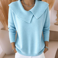 Jennifer™ | Strickpullover mit weichem Kragen in Hellblau