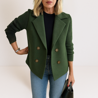 Martine™ | Elegante Jacke mit Strickärmeln in Grün