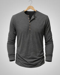 Sam | Herren Casual Henley Rundhalsshirt in Grau