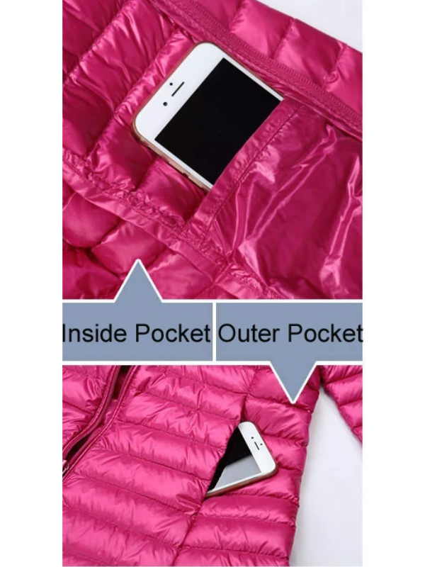 Damen Daunenjacke, faltbar und leicht mit Kapuze