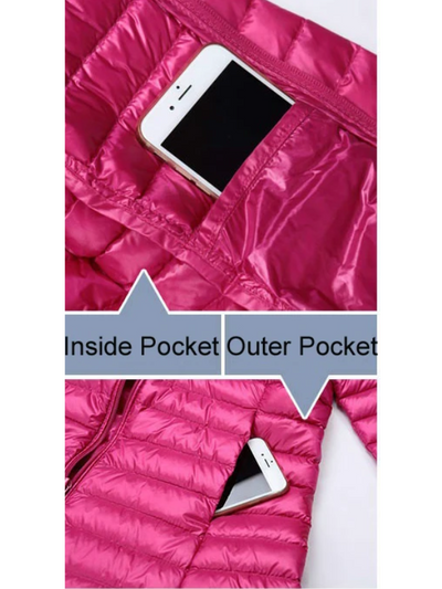 Damen Daunenjacke, faltbar und leicht mit Kapuze