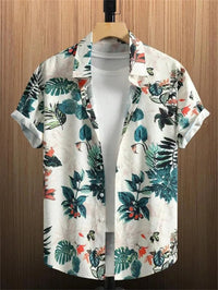 Tropisches 3D-Blumen-Hawaii-Hemd – Stil und Komfort in einem in Weiß Blau b