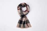 Wollschal | Winddicht und warm für kalte Wintertage in Beige/Graues Quadrat