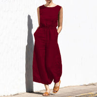 Gerader Jumpsuit mit Falten am Revers ohne Gürtel - Nora in Weinrot