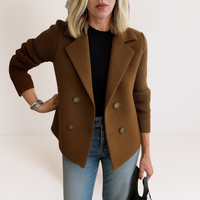 Martine™ | Elegante Jacke mit Strickärmeln in Dunkelbraun