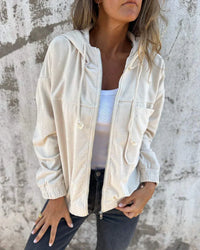 NOYA | Cord-Kapuzenjacke mit Reißverschluss in Weiß