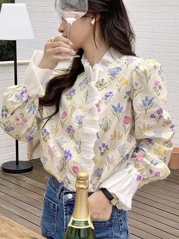 Aris® | Geblümte Rüschenbluse