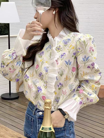 Aris® | Geblümte Rüschenbluse