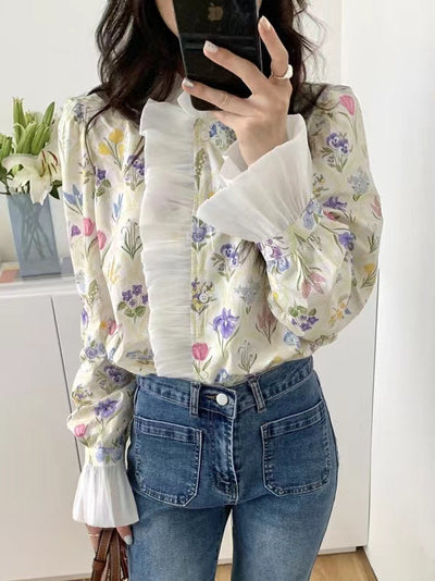 Aris® | Geblümte Rüschenbluse