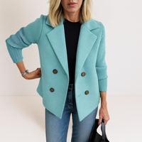 Martine™ | Elegante Jacke mit Strickärmeln in Hellblau