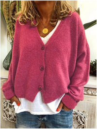 Strickjacke für Damen, Dicker Strick und lässiger Schnitt - Elvarine in Rose