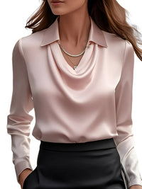 Dionne | Damen Satinbluse Langarm Elegant Luxuriös Business Feminin in Rosa
