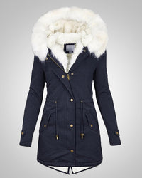Nele | Damen Gefütterte Winter Parka Jacke in Marineblau