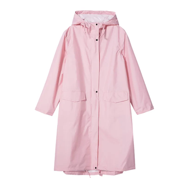 Solvent - Wasserdichte Damen Regenjacke mit Kapuze, Lange Leichte Jacke