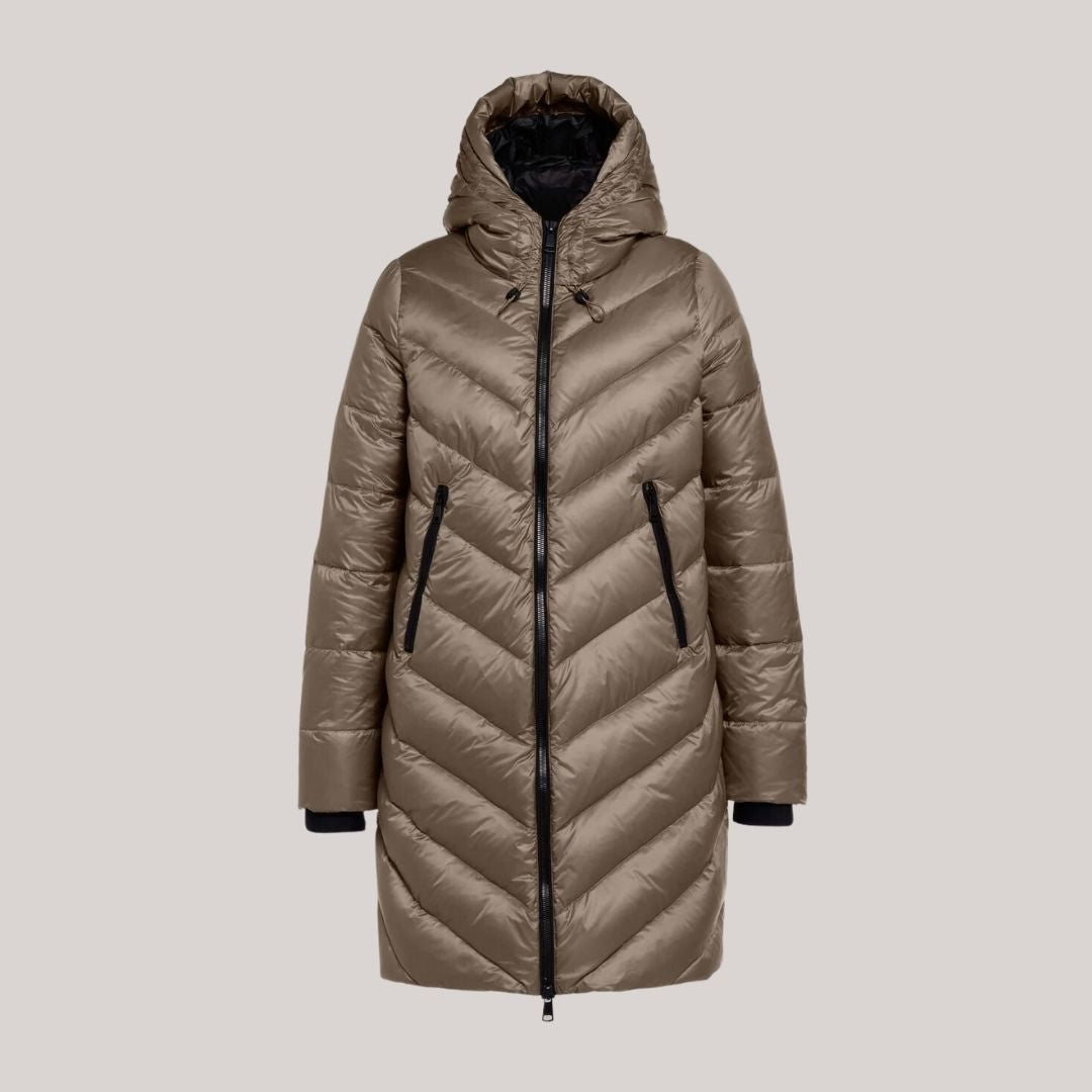 Hammery | Eleganter langer Steppmantel mit Kapuze