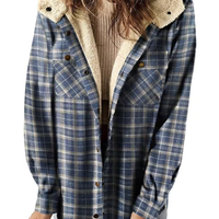 Amira-Karierte Kapuzenjacke – Lässiger Herbst-Look in Blau