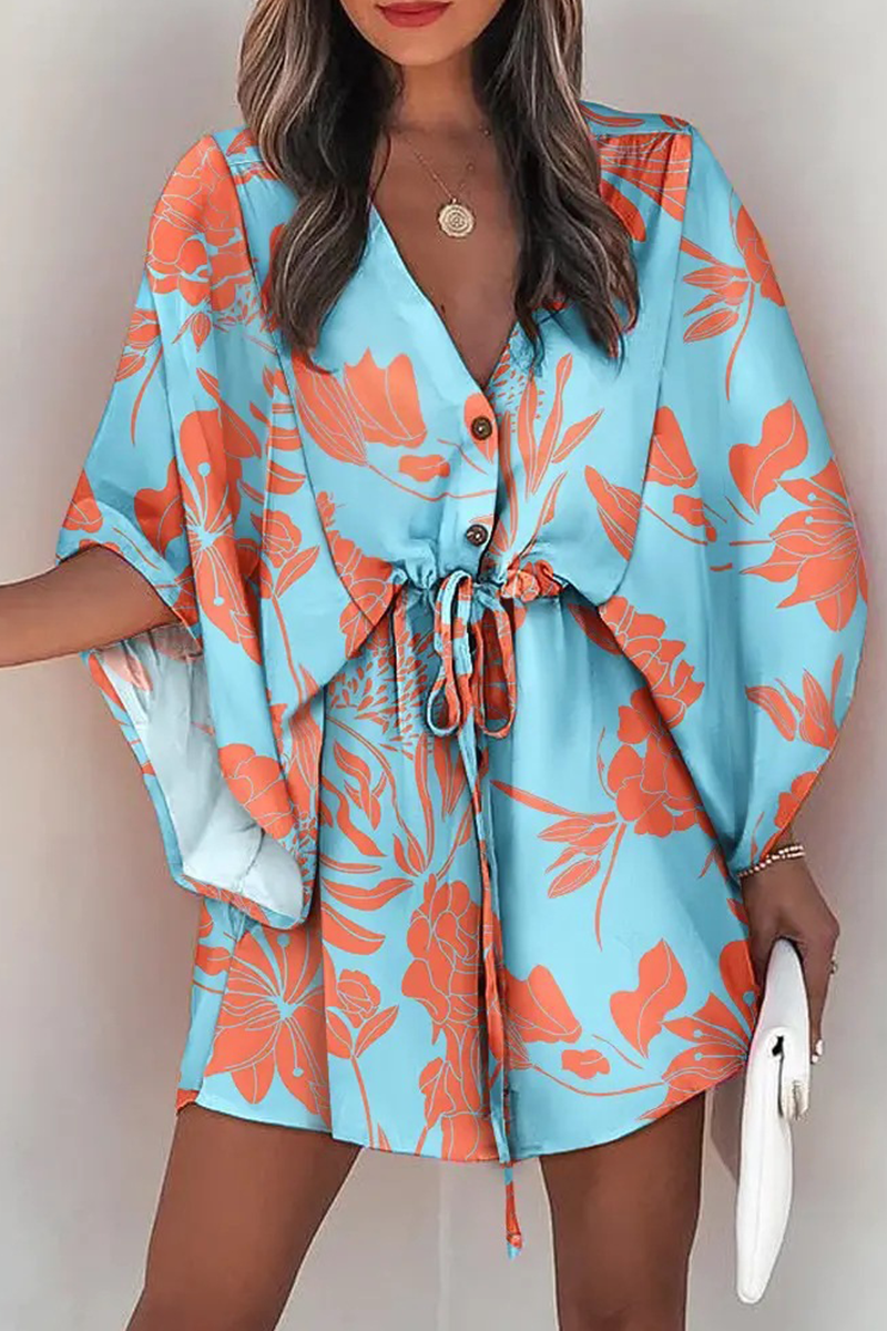 Fudus | Bedrucktes Patchwork Kleid Mit V-Ausschnitt