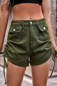 Hochtaillierte Shorts mit Kordelzug für Frauen | Ideal für den Sommer in Olivgrün