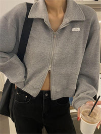 Lesly - Charmanter, femininer Pullover mit Doppelreißverschluss in Grau
