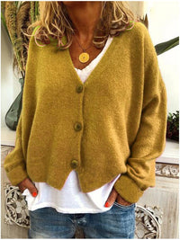 Strickjacke für Damen, Dicker Strick und lässiger Schnitt - Elvarine in Gelb