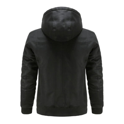 Herren-Lederjacke mit Kapuze