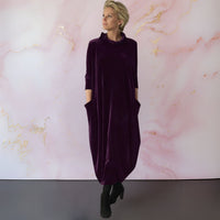 Anja™ | Samtiges elegantes Maxikleid in Violett