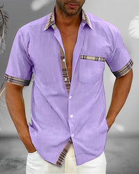 Theo | Herren Kurzarm Shirt Komfort Casual Sommer Urban Modern in Violett